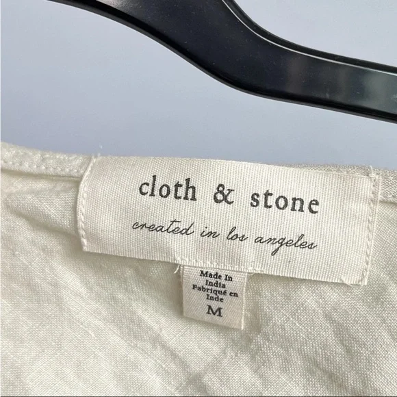 Cloth & Stone Sz M Jumpsuit Linen Drawstring Wide Leg Crop Natural Tan Lagenlook - Picture 4 of 16